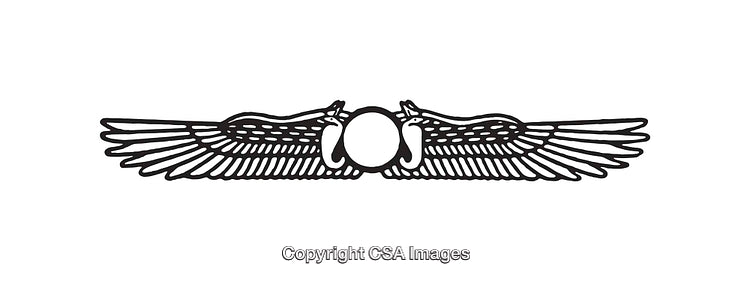 Black And White Line Art Design of Egyptian Winged Symbol