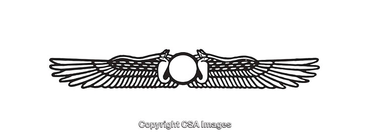 Black And White Line Art Design of Egyptian Winged Symbol