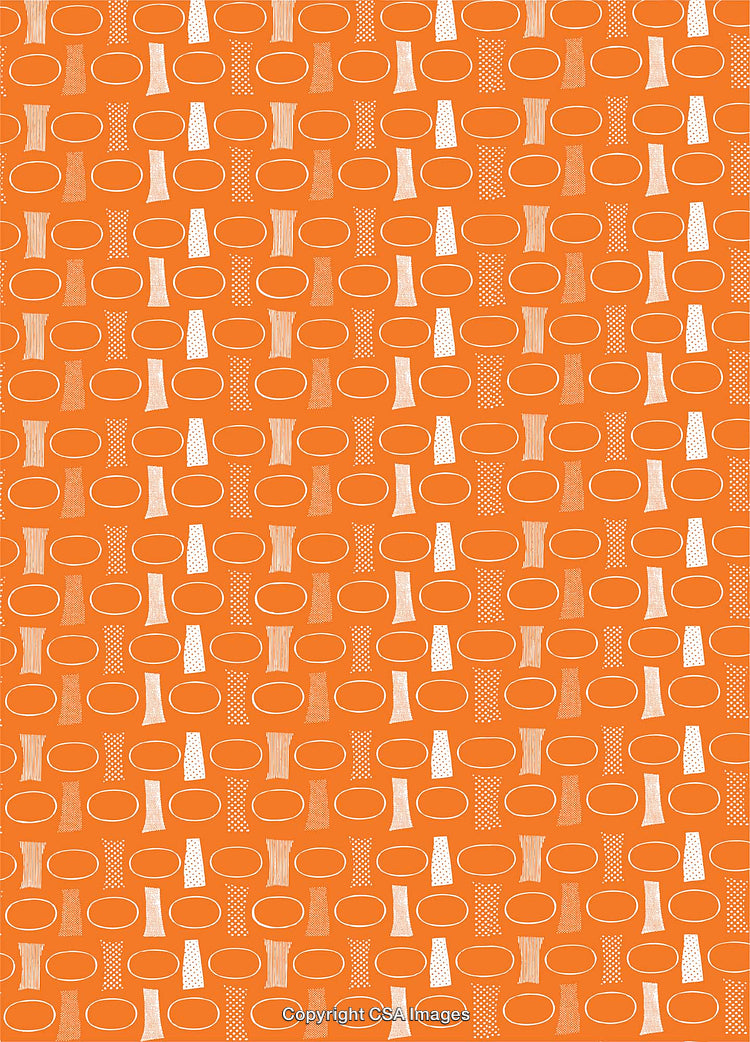 Abstract Pattern with Orange and White Geometric Elements in Repeating Design