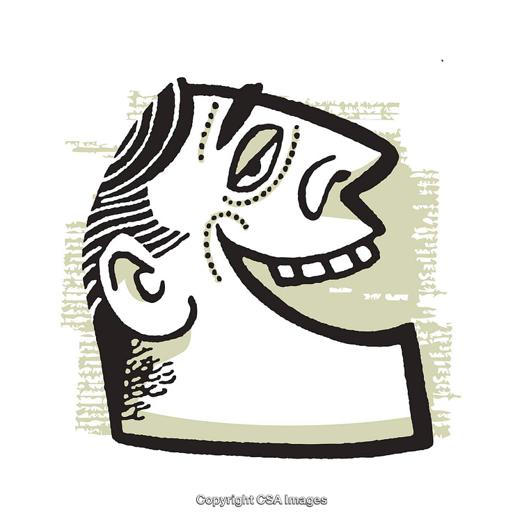 Stylized Illustration of Smiling Face with Abstract Art Elements