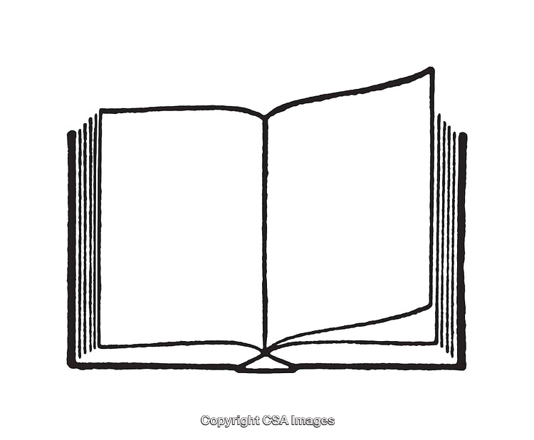 Simple Black and White Open Book Line Art Illustration