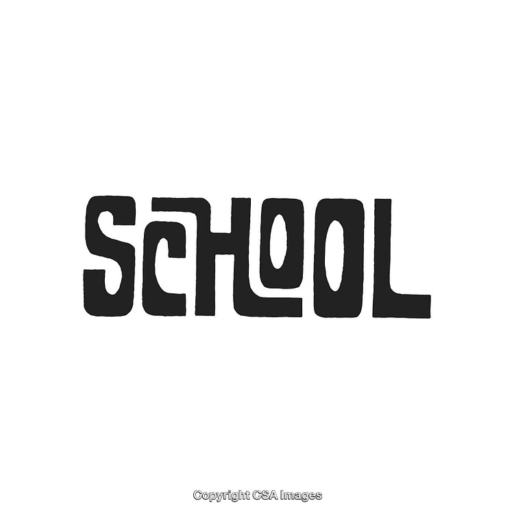 Stylized Black and White School Design with Bold Artistic Lettering