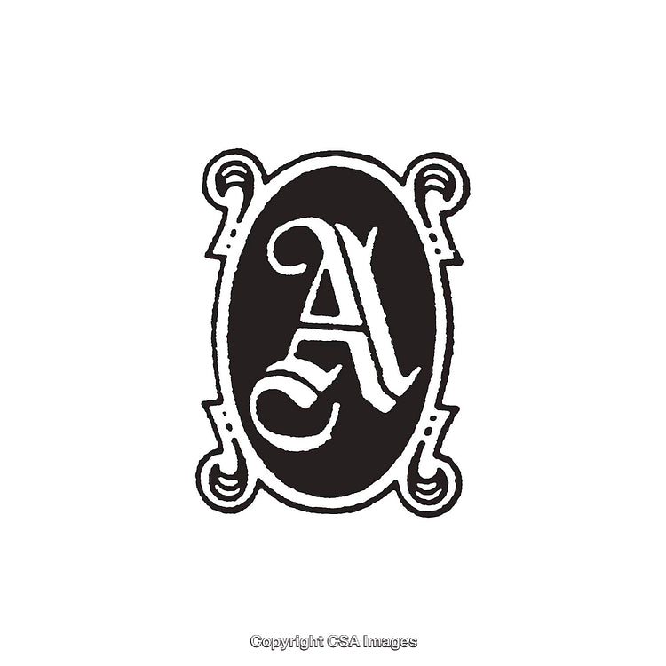 Classic Decorative Monogram Letter A Design in Black and White Style