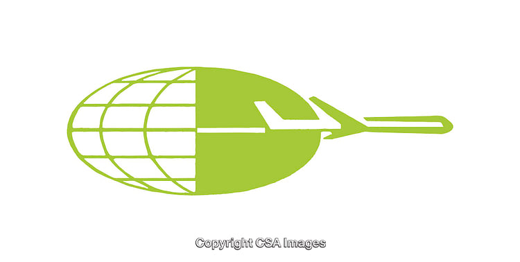 Green Globe And Airplane Silhouette Travel Icon Graphic Design