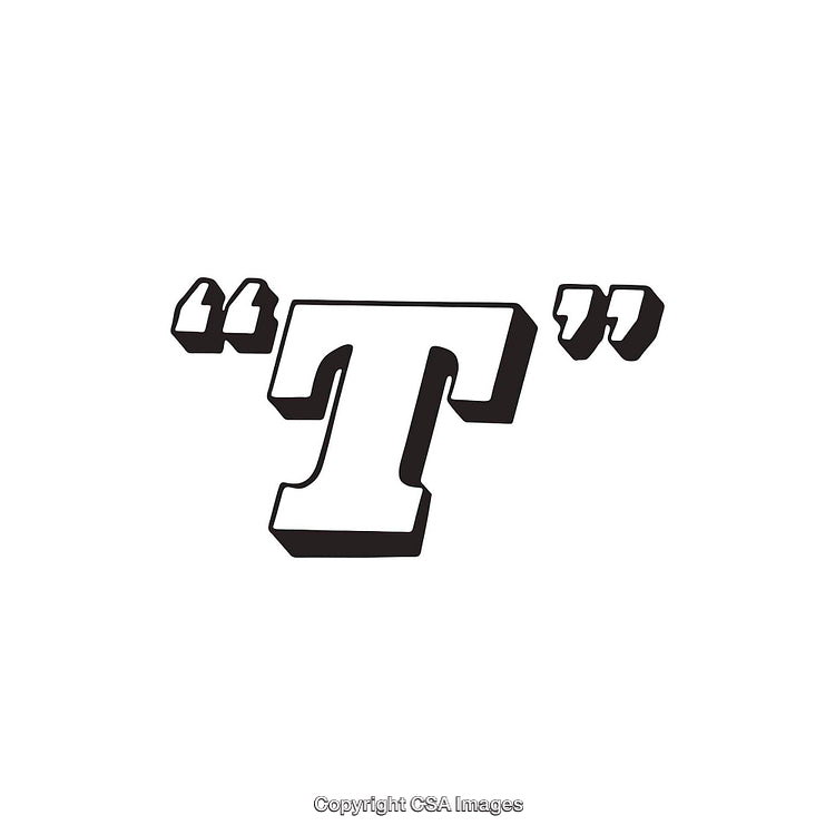3D Letter T Typography Art with Quotation Marks