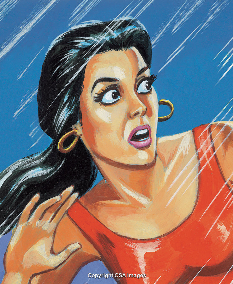 Colorful Illustration of a Surprised Woman in Dramatic Artistic Style