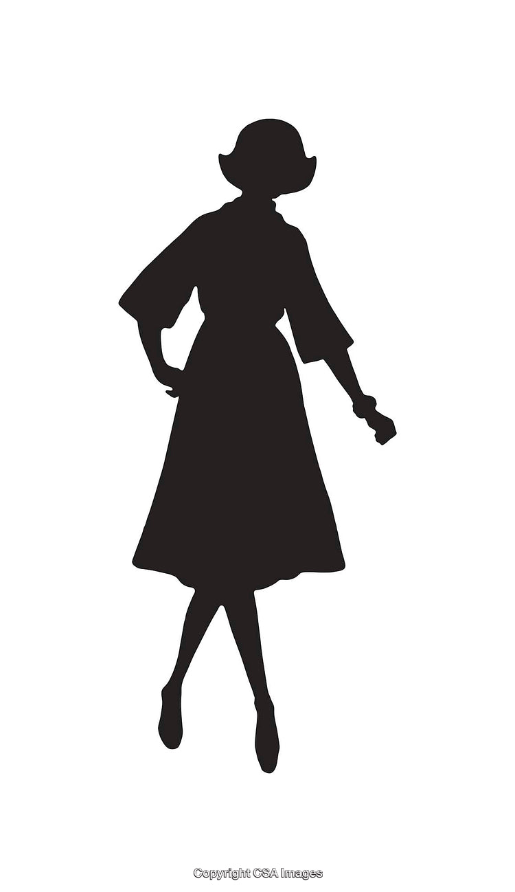 Silhouette of a Stylish Woman in Vintage Fashion Pose