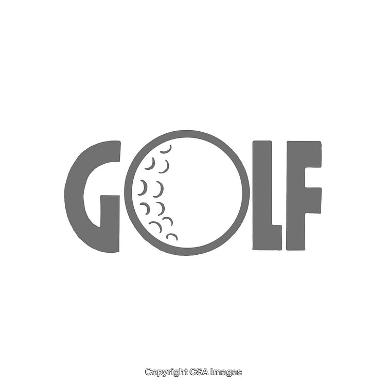 Creative Golf Text Logo with Ball Design in Grayscale