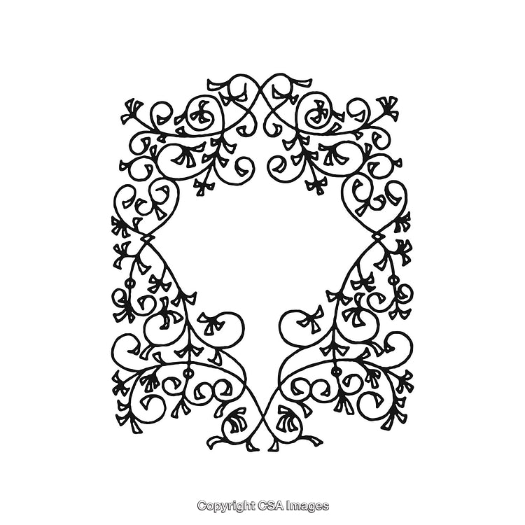 Decorative Ornate Hand-Drawn Black and White Border Design