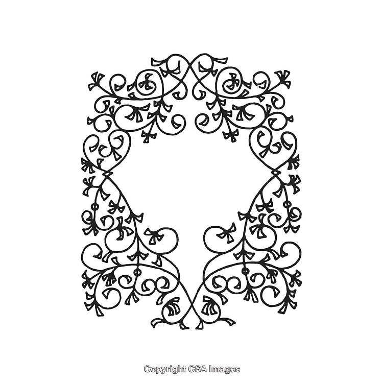 Decorative Ornate Hand-Drawn Black and White Border Design