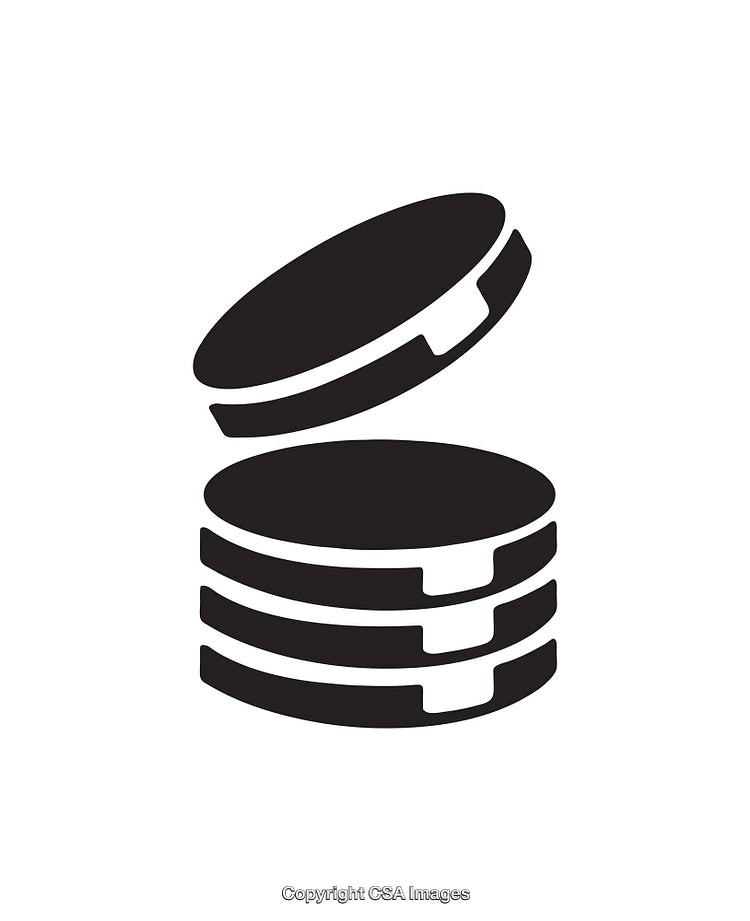 Stacked Disks Icon with Separating Layer in Simple Black and White Design