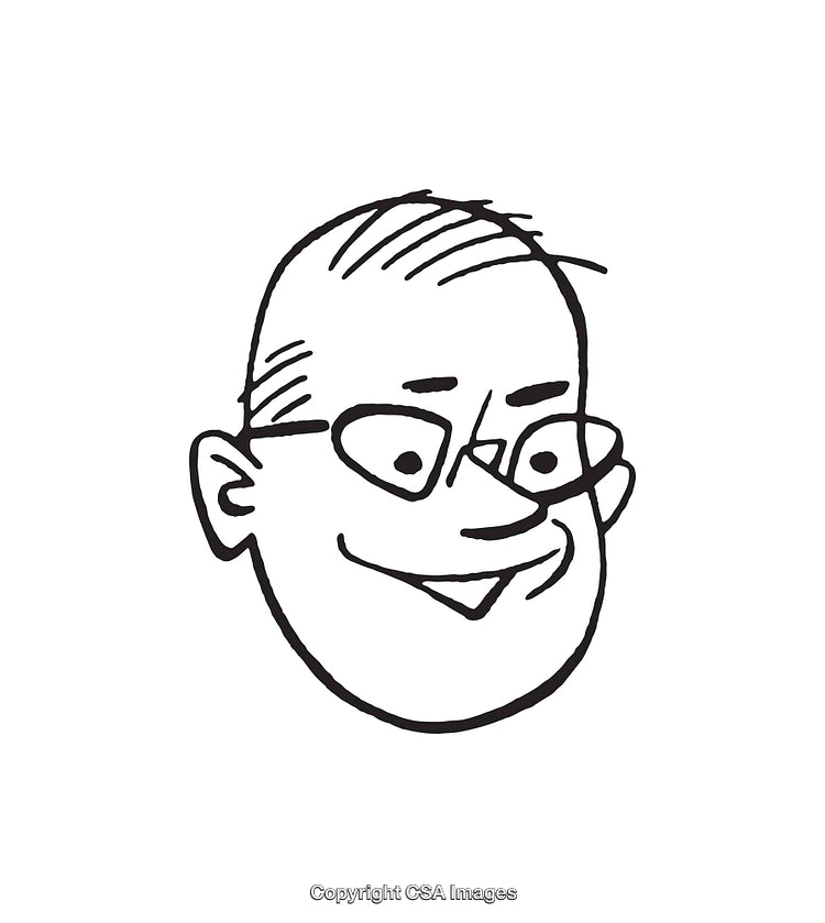 Smiling Cartoon Face Sketch in Simple Black and White Line Art Style