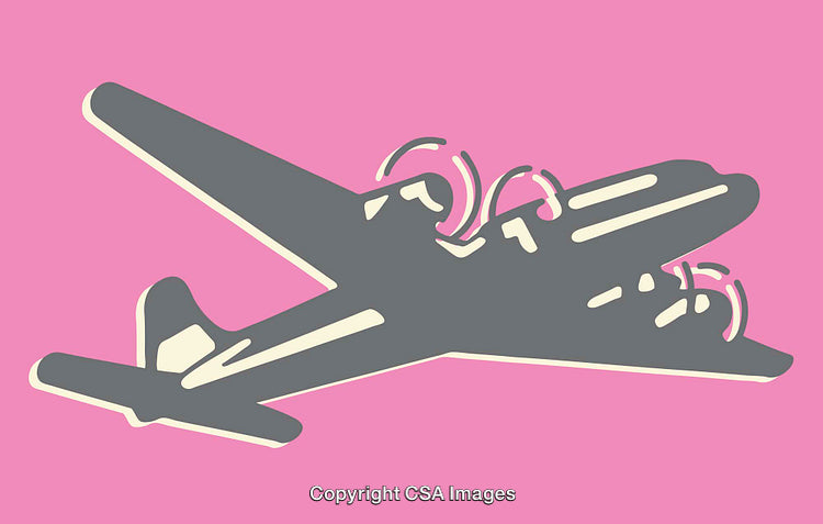 Retro Airplane Illustration in Bold Colors with Vintage Aesthetic