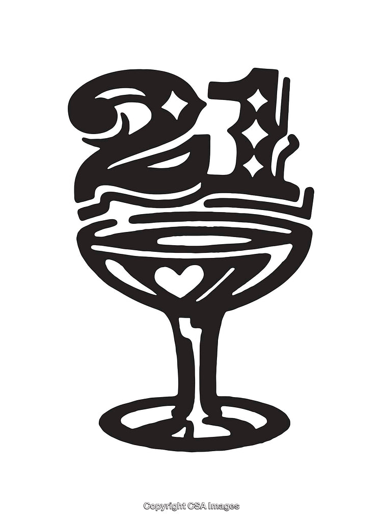 Black and White Minimalist 21st Birthday Celebration Line Art Design