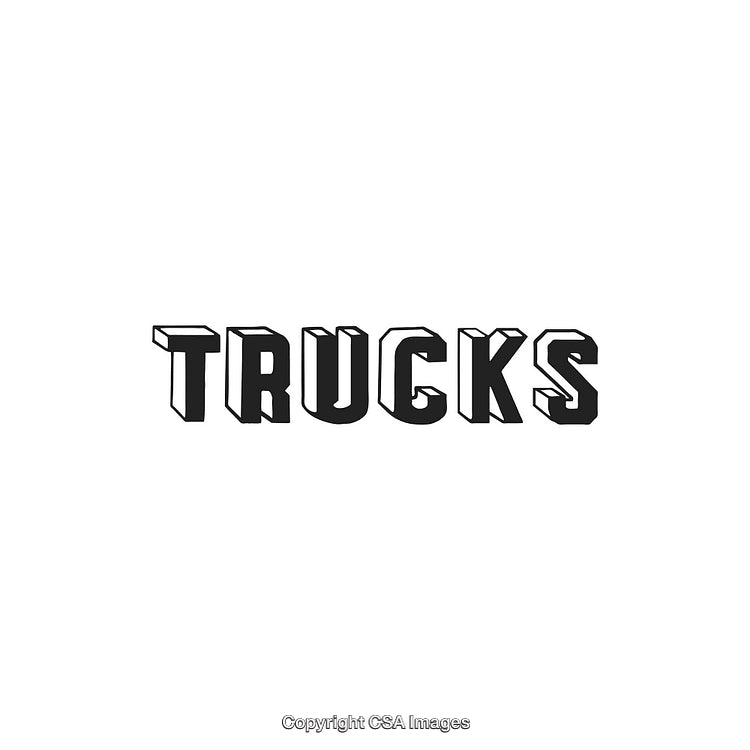 Retro Style Typography 'Trucks' Design With Bold Black and White Lettering