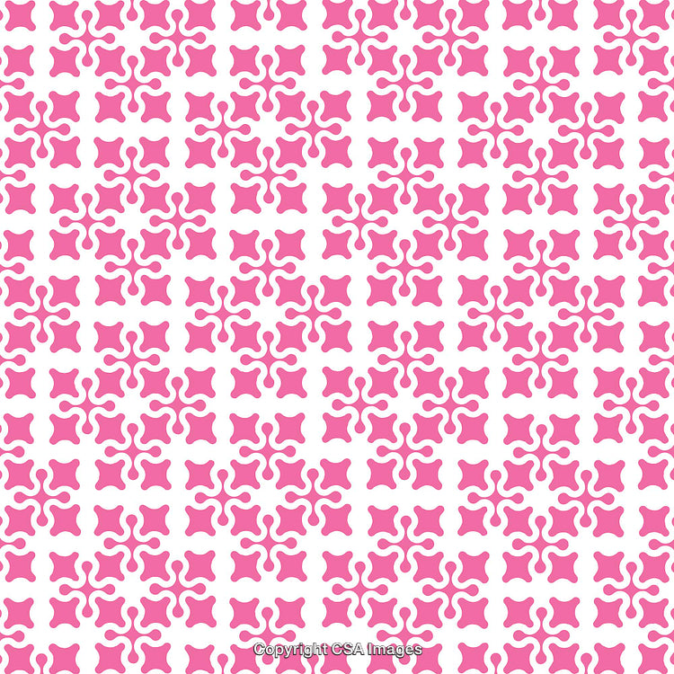 Pink Decorative Pattern Featuring Abstract Shapes on White Background