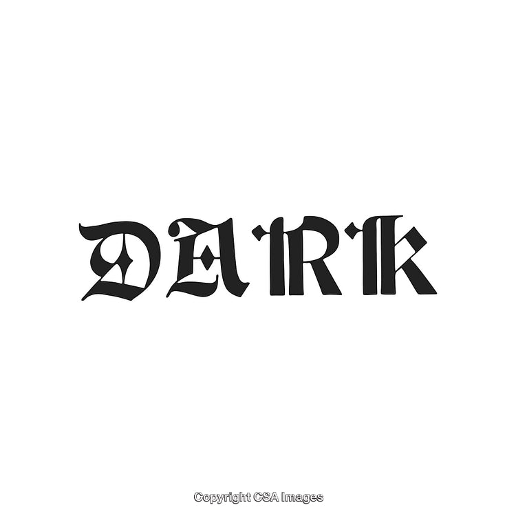 Elegant Gothic Dark Text Design on Plain White Background