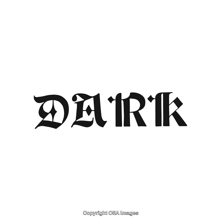 Elegant Gothic Dark Text Design on Plain White Background