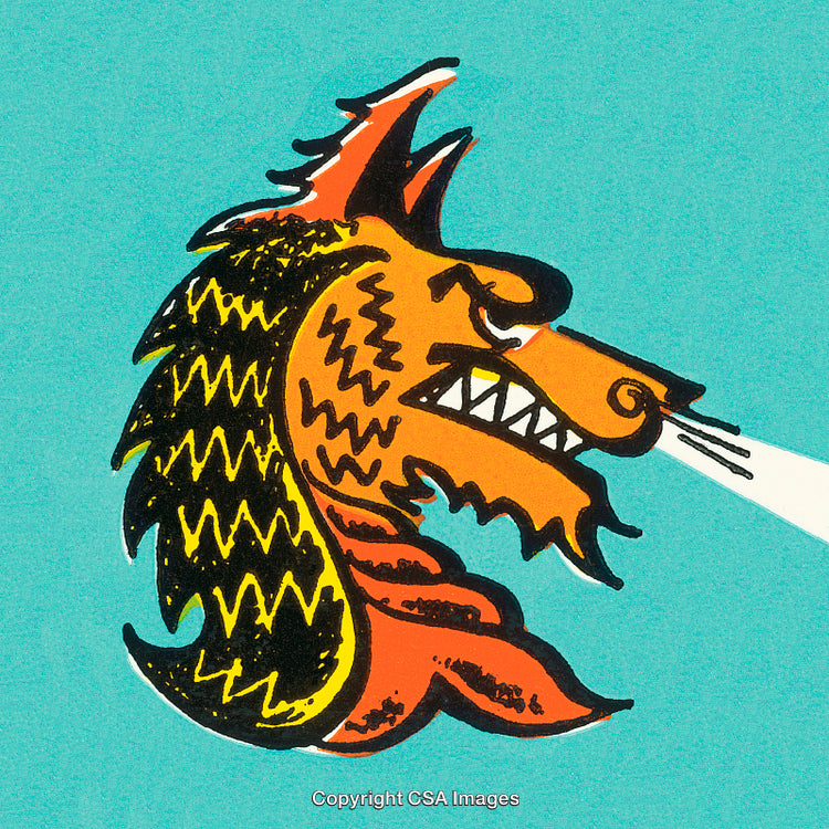 Vivid Graphic of a Fierce Dragon Breathing Fire in a Bold Style