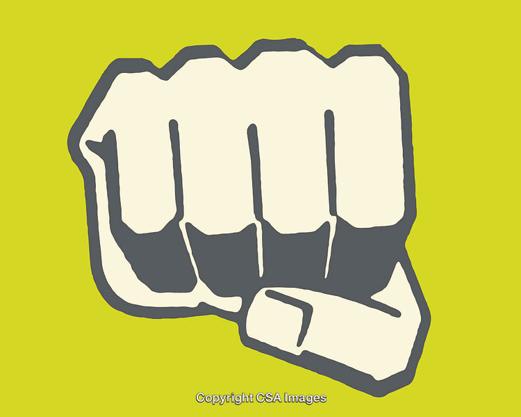 Colorful Fist Clipart on Vibrant Yellow Background
