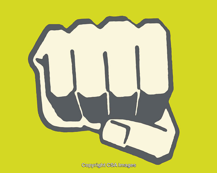 Colorful Fist Clipart on Vibrant Yellow Background