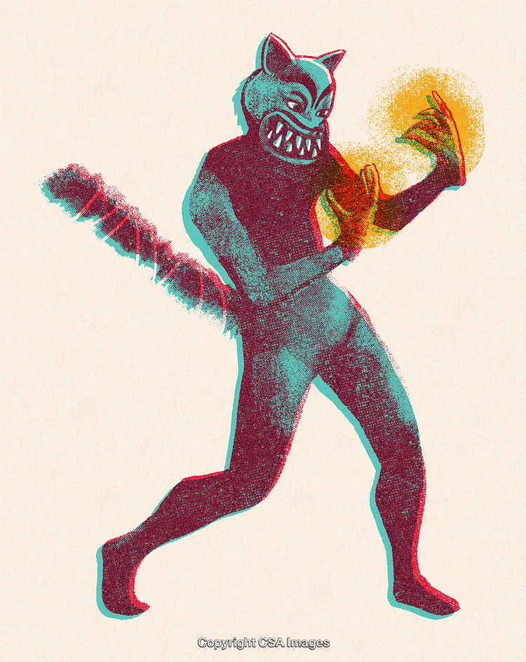 Fantasy Illustration of Werewolf Character With Spooky Shadows and Glow Effects