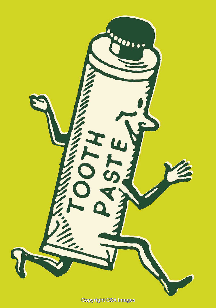 Playful Toothpaste Tube Illustration in Bright Green Color Scheme