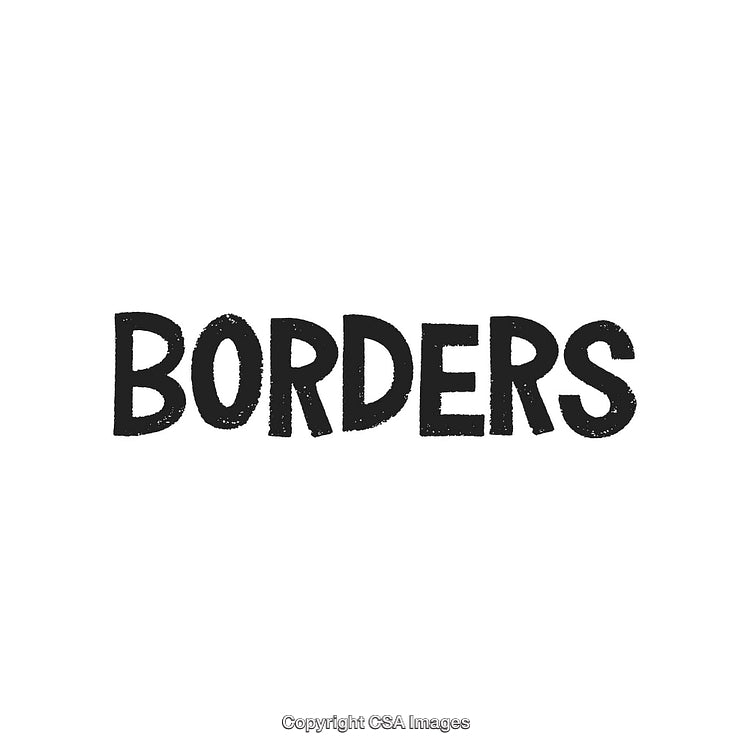 Bold Text Illustration Featuring the Word 'Borders' in Black Capitalized Letters