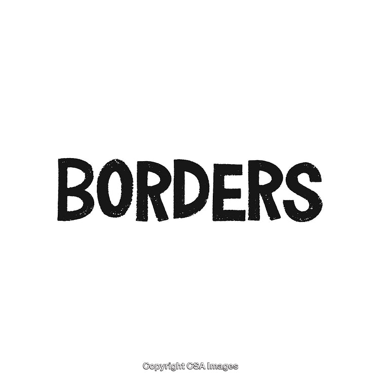 Bold Text Illustration Featuring the Word 'Borders' in Black Capitalized Letters