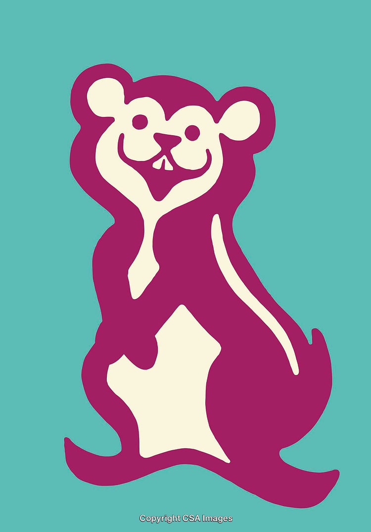 Colorful Line Art Illustration of a Cheerful Cartoon Animal Figure