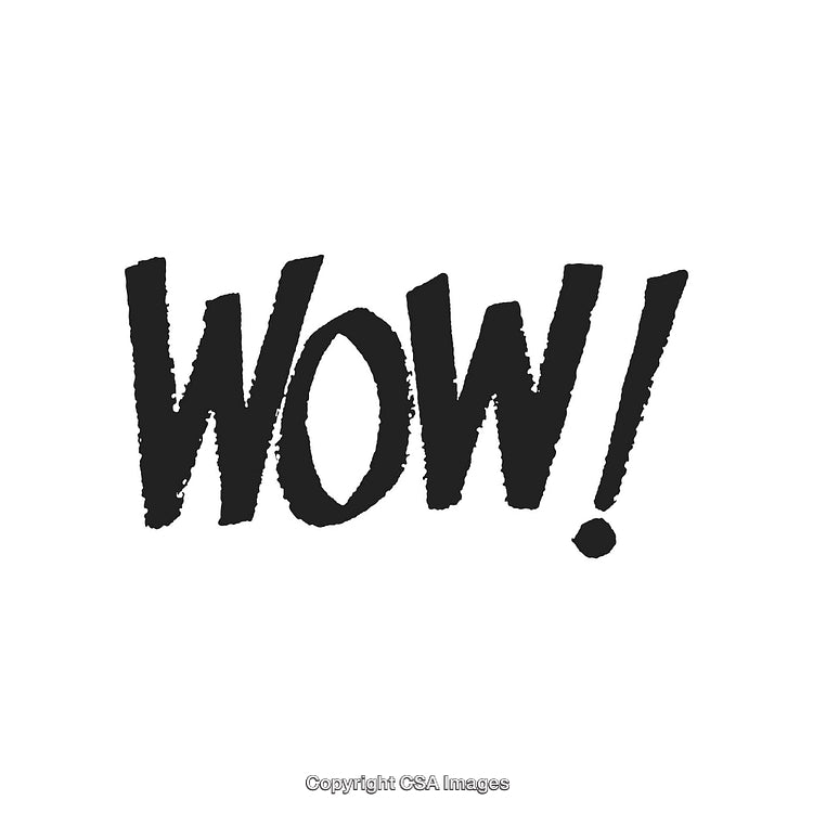 Bold Hand-Drawn 'Wow!' Text in Black on White Background