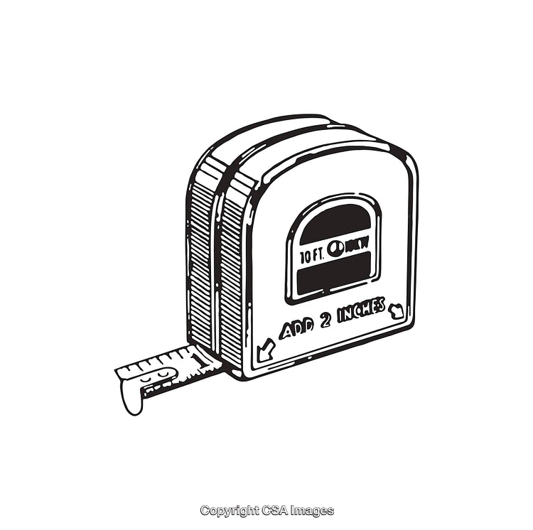 Black and White Line Art Illustration of a Measuring Tape