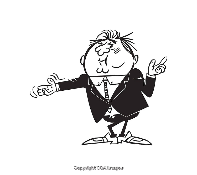 Black and White Line Art of Businessman in Confident Pose