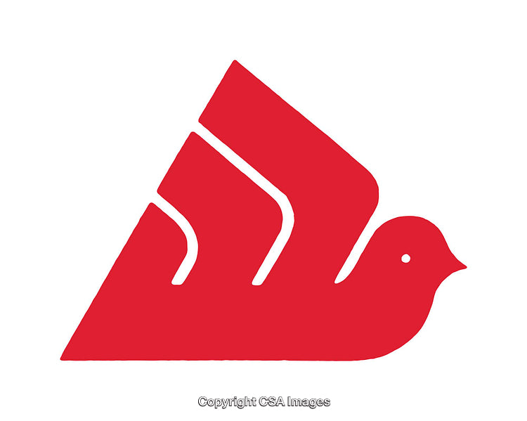 Stylized Red Dove Logo with Geometric Design on White Background