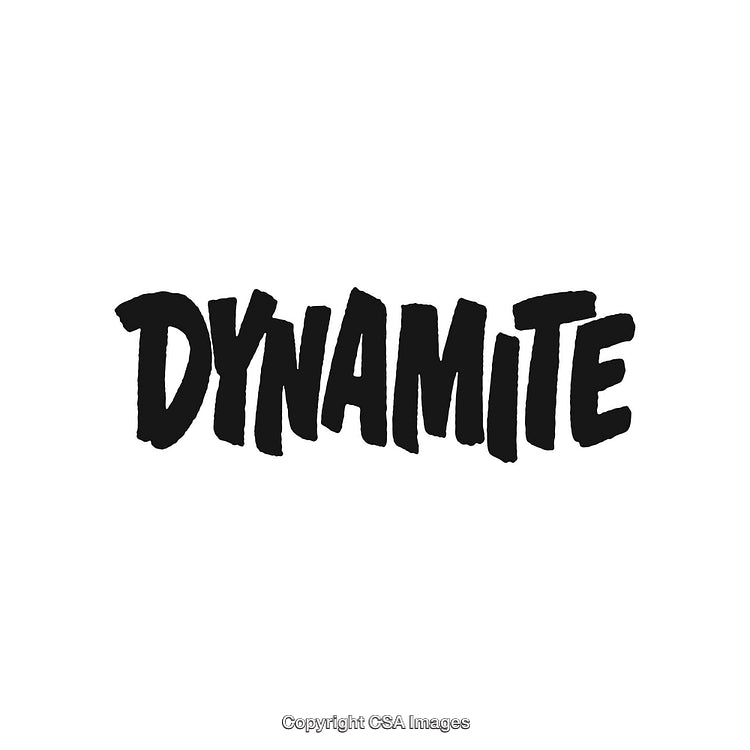 Bold and Artistic Lettering of Dynamite in Black on White