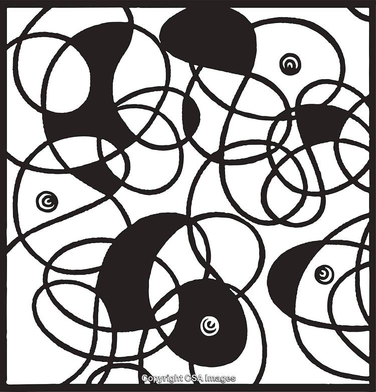 Abstract Black and White Loops with Bold Contrasting Shapes