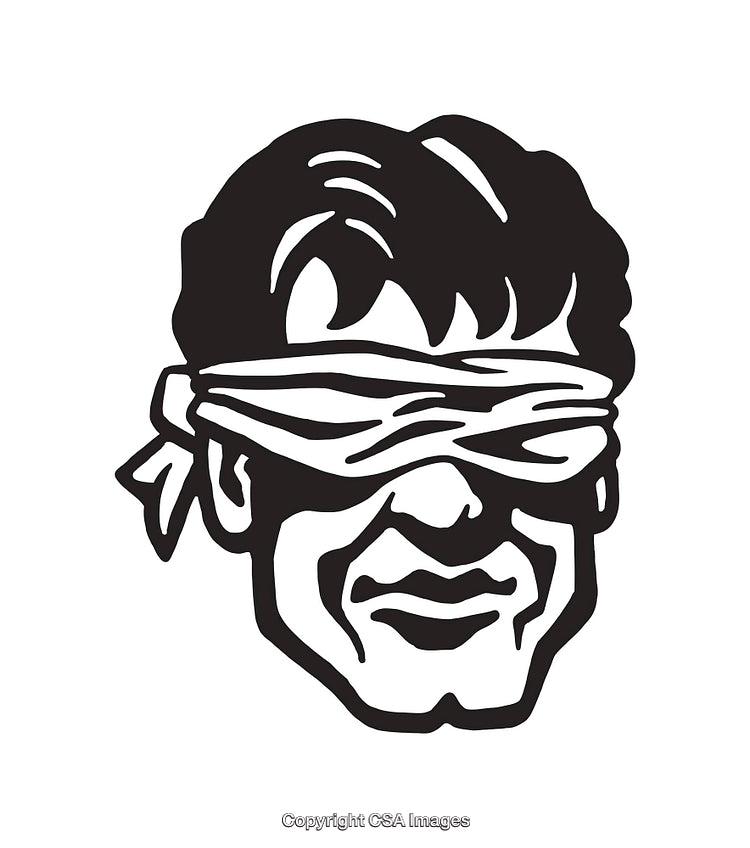 Black and White Illustration of a Blindfolded Face Design