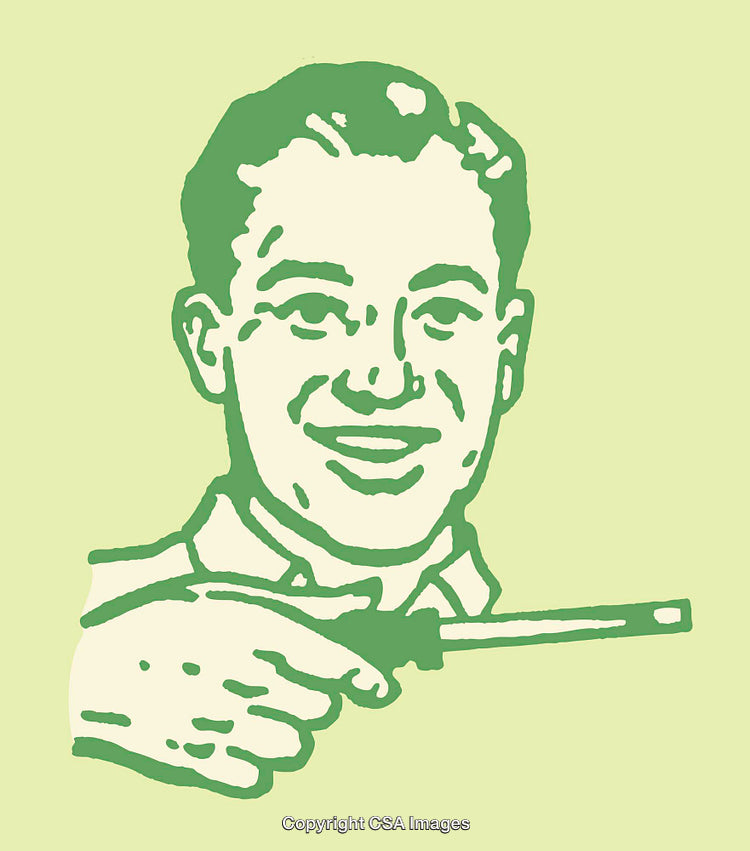 Retro Illustration of Smiling Man Holding a Screwdriver in Green Hue
