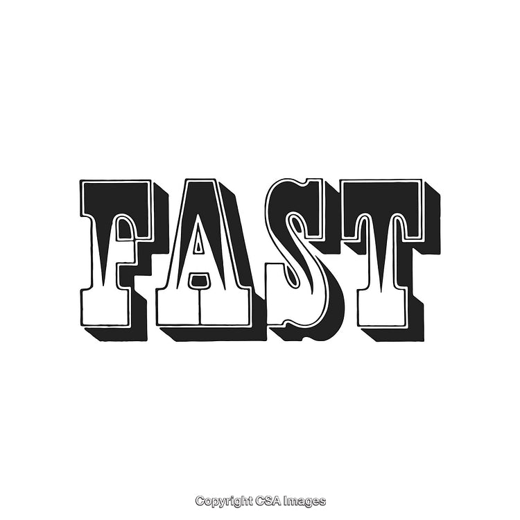 Bold Black And White Typography of the Word 'FAST' in Retro Font Design