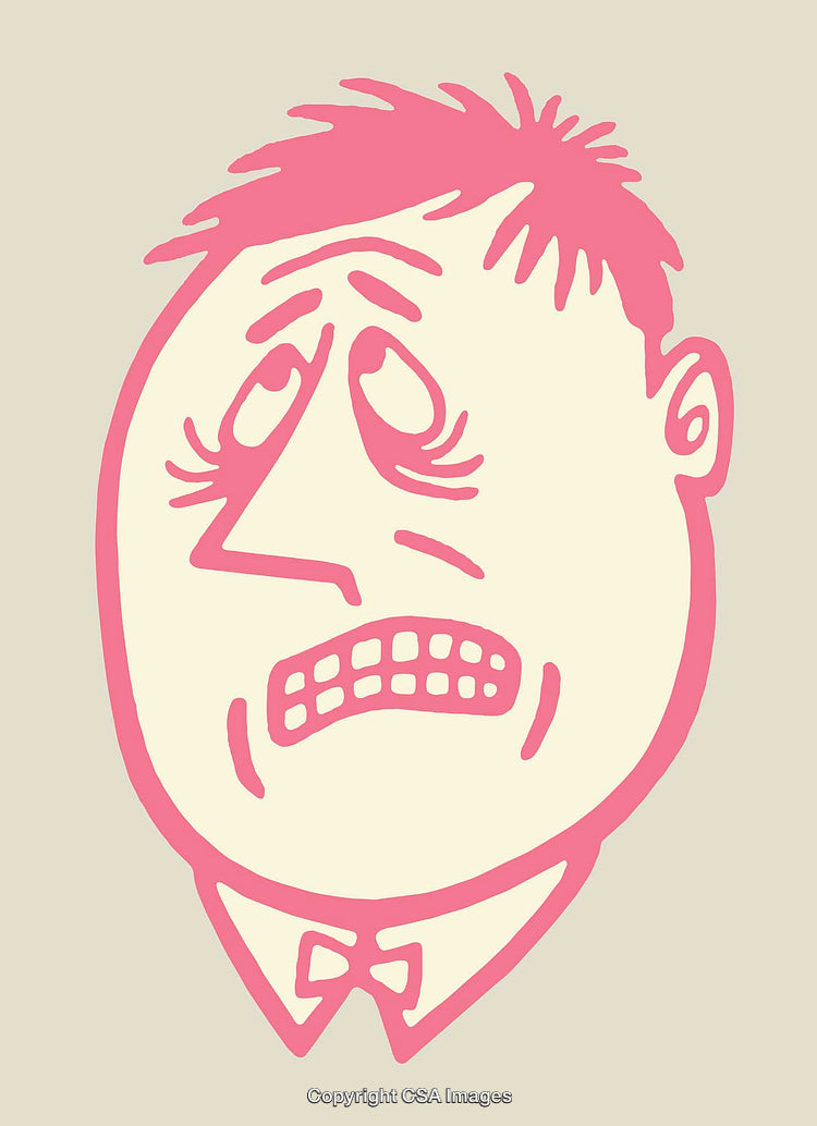 Colorful Cartoon Drawing of a Distressed Facial Expression Character