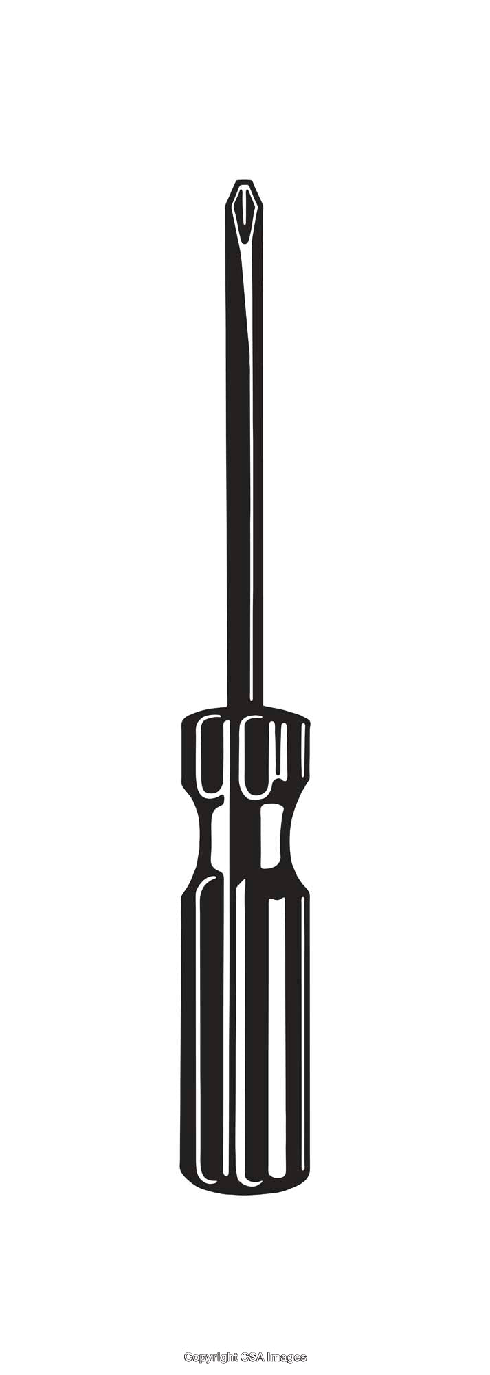 Black and White Illustration of a Hand Tool Screwdriver Icon