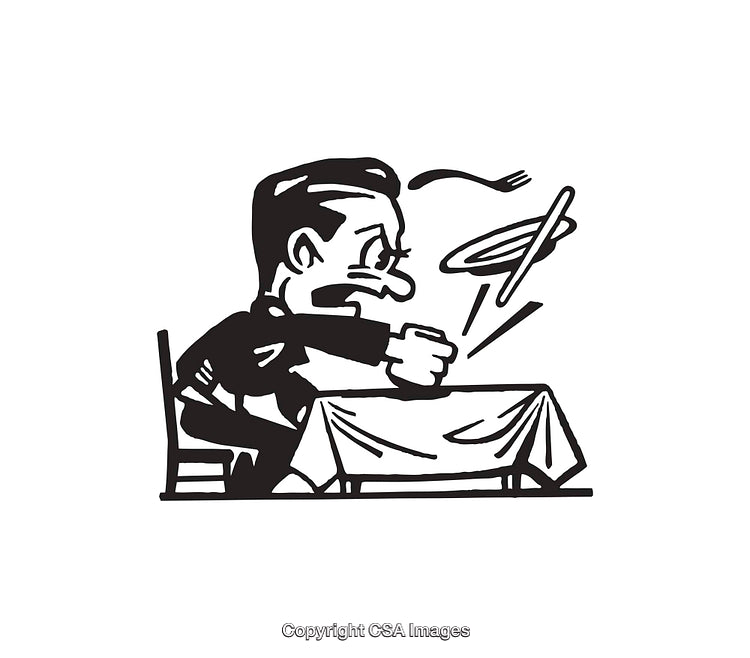 Black and White Line Art of a Man in an Angry Outburst