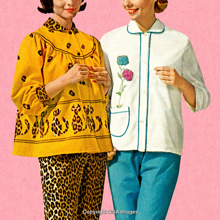 Retro Vintage Fashion with Patterned Loungewear and Charming Design