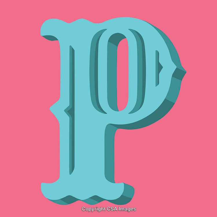 Stylized 3D Letter P with Retro Colors and Design