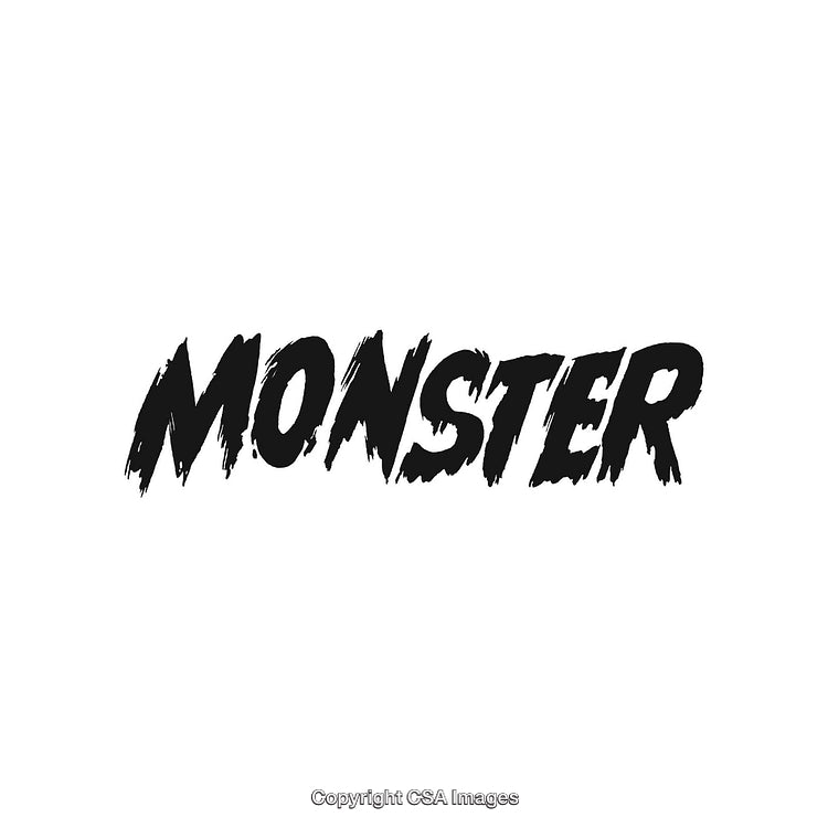 Bold Monster Text Word Art with Distressed Brush Style Typography