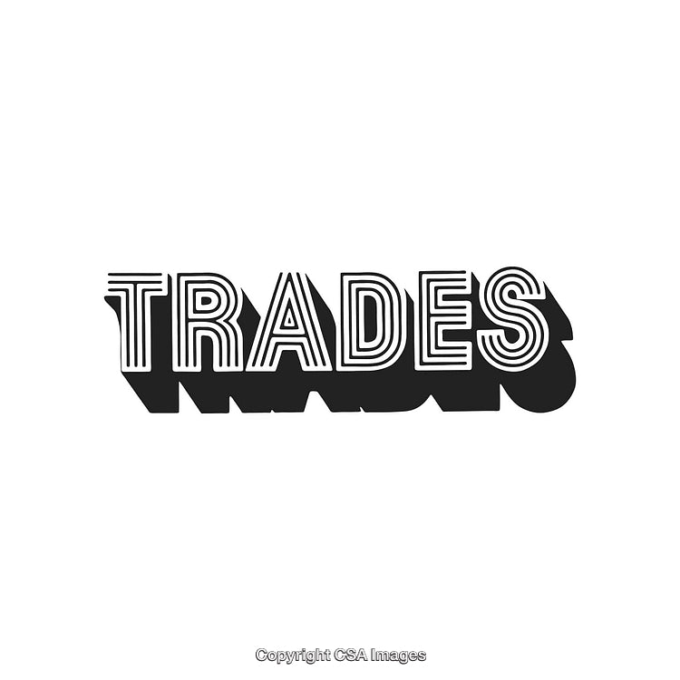 Stylish Black And White Trades Typography Design With Bold Shading Effect