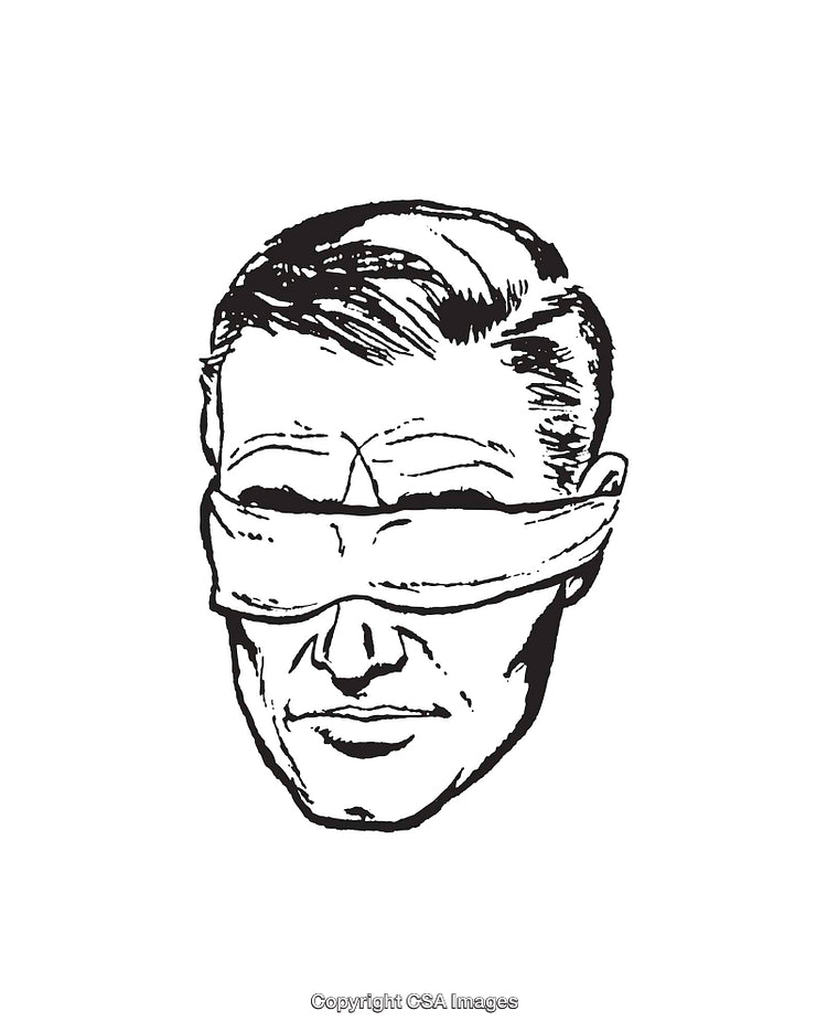 Blindfolded Head Line Art with Intricate Details in Black and White