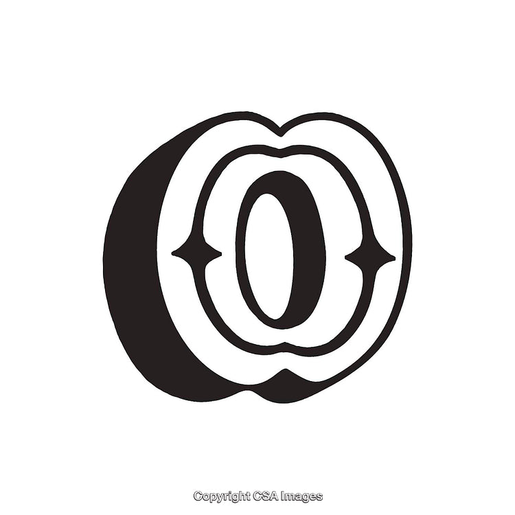 Stylized Black-and-White Illustration of the Letter O
