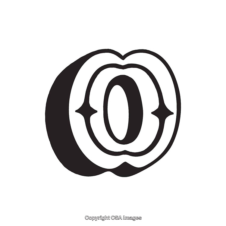 Stylized Black-and-White Illustration of the Letter O