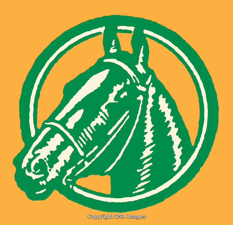 Green Horse Line Art on Marigold Background Design